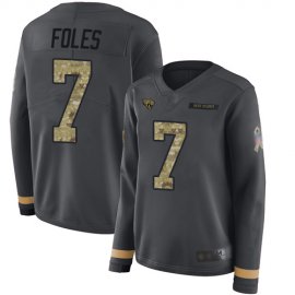 Nike Jacksonville Jaguars #7 Nick Foles Anthracite Salute to Service Womens Stitched NFL Limited Therma Long Sleeve Jersey