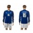 Italy #16 De Rossi Blue Home Long Sleeves Soccer Country Jersey