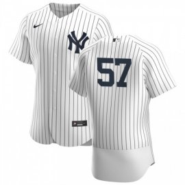 New York Yankees #57 Chad Green Mens Nike White Navy Home 2020 Authentic Player MLB Jersey