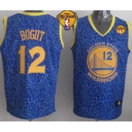 Warriors #12 Andrew Bogut Blue Crazy Light The Finals Patch Stitched NBA Jersey