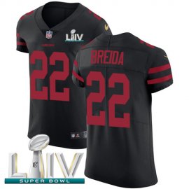 Nike San Francisco 49ers #22 Matt Breida Black Super Bowl LIV 2020 Alternate Mens Stitched NFL Vapor Untouchable Elite Jersey