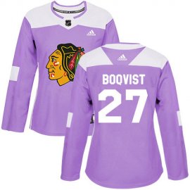 Adidas Chicago Blackhawks #27 Adam Boqvist Purple Authentic Fights Cancer Womens Stitched NHL Jersey