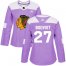Adidas Chicago Blackhawks #27 Adam Boqvist Purple Authentic Fights Cancer Womens Stitched NHL Jersey