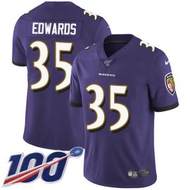 Nike Baltimore Ravens #35 Gus Edwards Purple Team Color Mens Stitched NFL 100th Season Vapor Untouchable Limited Jersey