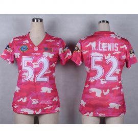 Nike Baltimore Ravens #52 Ray Lewis Pink Womens Stitched NFL Elite Camo Fashion Jersey