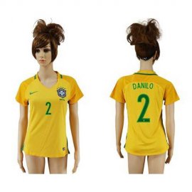 Womens Brazil #2 Danilo Home Soccer Country Jersey