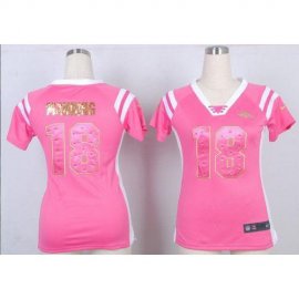 Nike Denver Broncos #18 Peyton Manning Pink Womens Stitched NFL Elite Draft Him Shimmer Jersey