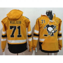 Pittsburgh Penguins #71 Evgeni Malkin Gold Sawyer Hooded Sweatshirt 2017 Stadium Series Stitched NHL Jersey