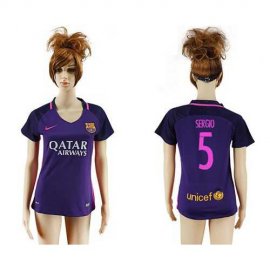 Womens Barcelona #5 Sergio Away Soccer Club Jersey