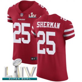 Nike San Francisco 49ers #25 Richard Sherman Red Super Bowl LIV 2020 Team Color Mens Stitched NFL Vapor Untouchable Elite Jersey