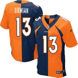 Nike Denver Broncos #13 Trevor Siemian Orange/Navy Blue Mens Stitched NFL Elite Split Jersey