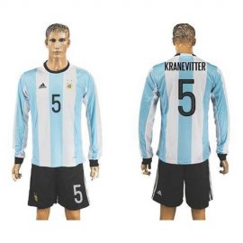 Argentina #5 Kranevitter Home Long Sleeves Soccer Country Jersey