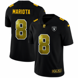 Las Vegas Raiders #8 Marcus Mariota Mens Black Nike Golden Sequin Vapor Limited NFL Jersey