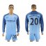 Manchester City #20 Mangala Home Long Sleeves Soccer Club Jersey