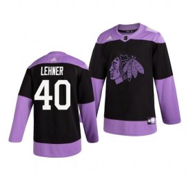 Chicago Blackhawks #40 Robin Lehner Adidas Mens Hockey Fights Cancer Practice NHL Jersey Black