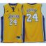 Kids Los Angeles Lakers 24 Kobe Bryant Yellow Revolution 30 Swingman NBA Jerseys Cheap