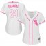 Chicago White Sox #24 Yasmani Grandal White/Pink Fashion Womens Stitched MLB Jersey