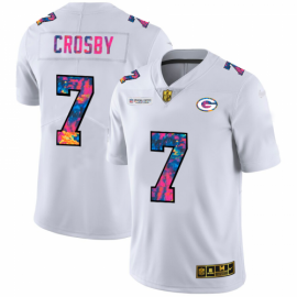 Green Bay Packers #7 Mason Crosby Mens White Nike Multi-Color 2020 NFL Crucial Catch Limited NFL Jersey