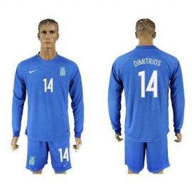 Greece #14 Dimitrios Away Long Sleeves Soccer Country Jersey