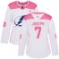 Adidas Tampa Bay Lightning #7 Mathieu Joseph White/Pink Authentic Fashion Womens Stitched NHL Jersey