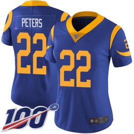 Nike Los Angeles Rams #22 Marcus Peters Royal Blue Alternate Womens Stitched NFL 100th Season Vapor Limited Jersey