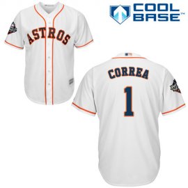 Houston Astros #1 Carlos Correa White Cool Base 2019 World Series Bound Stitched Youth MLB Jersey