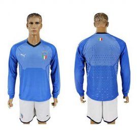 Italy Blank Blue Home Long Sleeves Soccer Country Jersey