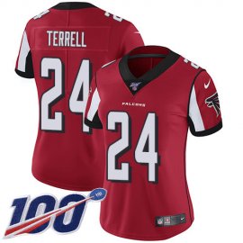 Nike Atlanta Falcons #24 A.J. Terrell Red Team Color Womens Stitched NFL 100th Season Vapor Untouchable Limited Jersey