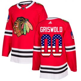 Adidas Chicago Blackhawks #00 Clark Griswold Red Home Authentic USA Flag Stitched NHL Jersey
