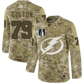 Adidas Tampa Bay Lightning #79 Ross Colton Camo 2022 Stanley Cup Final Patch Authentic Stitched NHL Jersey Mens