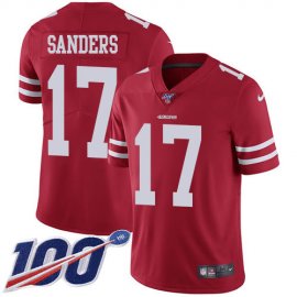 Nike San Francisco 49ers #17 Emmanuel Sanders Red Team Color Mens Stitched NFL 100th Season Vapor Limited Jersey
