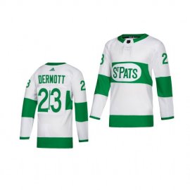 Adidas Toronto Maple Leafs #23 Travis Dermott White 2019 St. Patricks Day Authentic Player Stitched Youth NHL Jersey