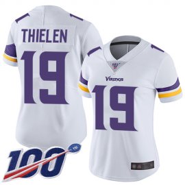 Nike Minnesota Vikings #19 Adam Thielen White Womens Stitched NFL 100th Season Vapor Limited Jersey