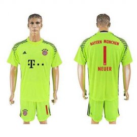 Bayern Munchen #1 Neuer Shiny Green Goalkeeper Soccer Club Jersey