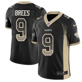 Nike New Orleans Saints #9 Drew Brees Black Team Color Mens Stitched NFL Limited Rush Drift Fashion Jersey