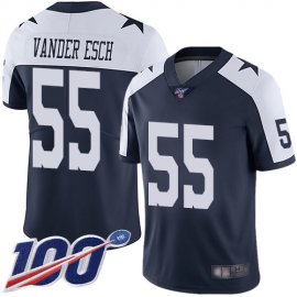 Nike Dallas Cowboys #55 Leighton Vander Esch Navy Blue Thanksgiving Mens Stitched NFL 100th Season Vapor Throwback Limited Jersey
