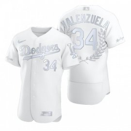 Los Angeles Dodgers #34 Fernando Valenzuela Mens Nike Platinum MLB MVP Limited Player Edition Jersey