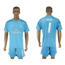 Real Madrid #1 Navas Sky Blue Goalkeeper Soccer Club Jersey