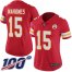 Nike Kansas City Chiefs #15 Patrick Mahomes Red Team Color Womens Stitched NFL 100th Season Vapor Limited Jersey