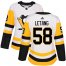 Adidas Pittsburgh Penguins #58 Kris Letang White Road Authentic Womens Stitched NHL Jersey