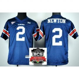 Kids Auburn Tigers 2 Cam Newton Blue College Football NCAA Jerseys 2014 Vizio BCS National Championship Game Patch