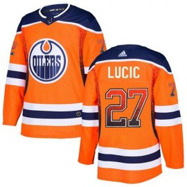 Adidas Edmonton Oilers #27 Milan Lucic Orange Home Authentic Drift Fashion Stitched NHL Jersey