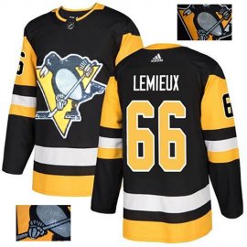 Adidas Pittsburgh Penguins #66 Mario Lemieux Black Home Authentic Fashion Gold Stitched NHL Jersey