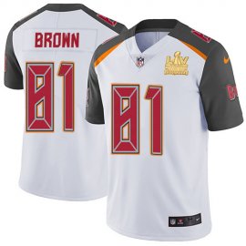 Nike Tampa Bay Buccaneers #81 Antonio Brown White Mens Super Bowl LV Champions Patch Stitched NFL Vapor Untouchable Limited Jersey