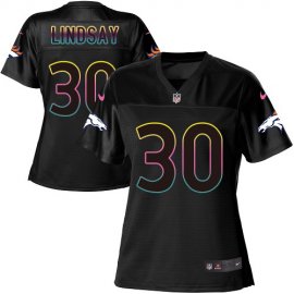 Nike Denver Broncos #30 Phillip Lindsay Black Womens NFL Fashion Game Jersey