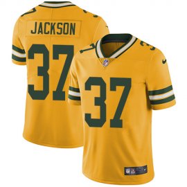 Nike Green Bay Packers #37 Josh Jackson Yellow Mens Stitched NFL Limited Rush Jersey