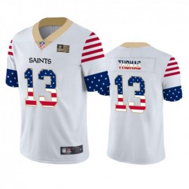 New Orleans New Orleans Saints #13 Michael Thomas White Mens Nike Team Logo USA Flag Vapor Untouchable Limited NFL Jersey