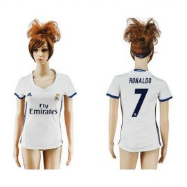 Womens Real Madrid #7 Ronaldo Home Soccer Club Jersey