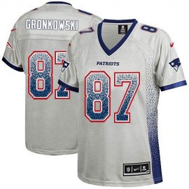 Nike New England Patriots #87 Rob Gronkowski Grey Womens Stitched NFL Elite Drift Fashion Jersey