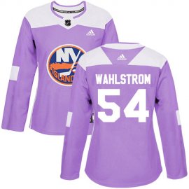 Adidas New York Islanders #54 Oliver Wahlstrom Purple Authentic Fights Cancer Womens Stitched NHL Jersey